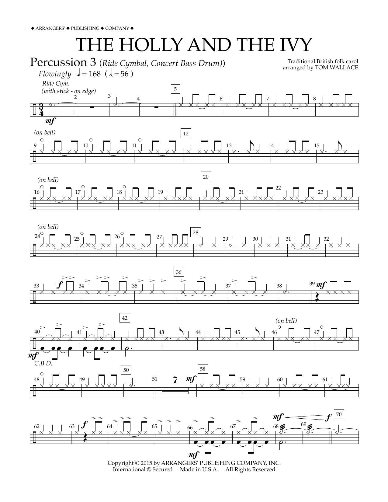 Download Tom Wallace The Holly and the Ivy - Percussion 3 Sheet Music