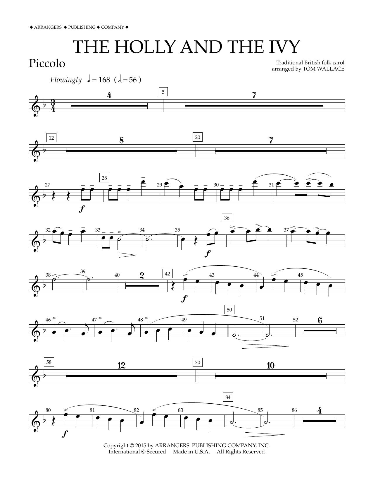 Download Tom Wallace The Holly and the Ivy - Piccolo Sheet Music