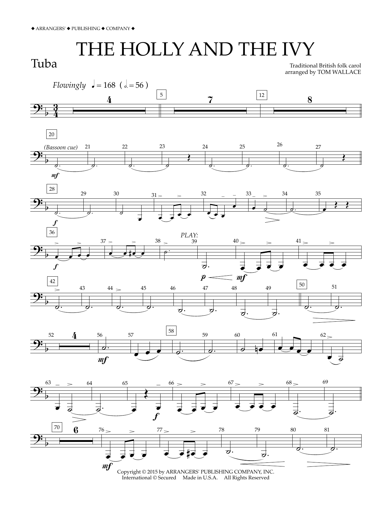 Download Tom Wallace The Holly and the Ivy - Tuba Sheet Music