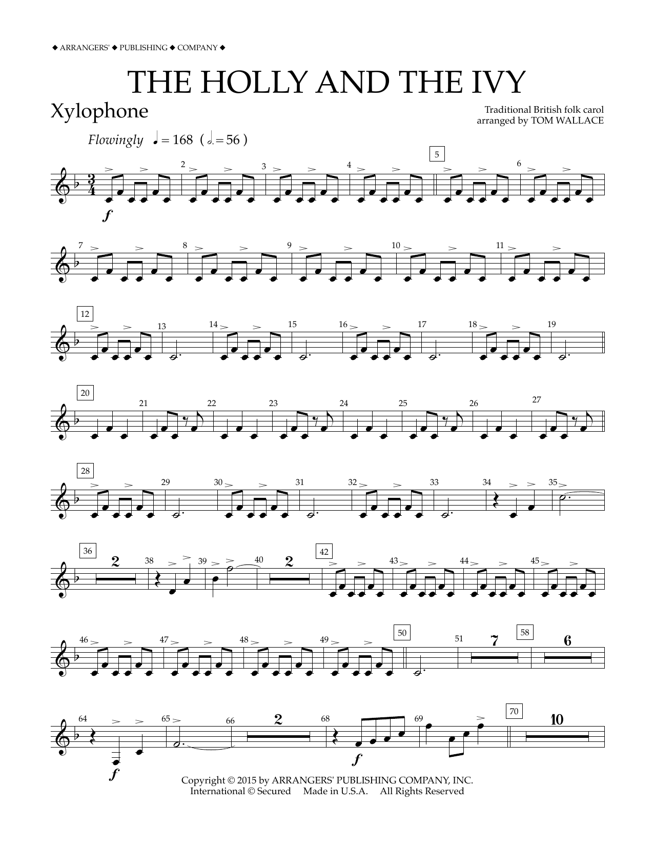 Download Tom Wallace The Holly and the Ivy - Xylophone Sheet Music