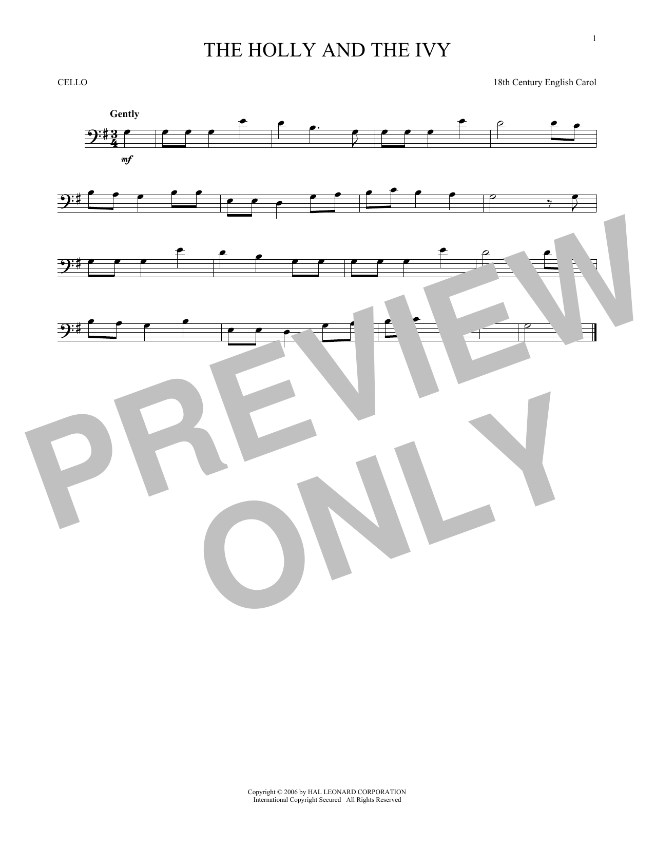 Download Christmas Carol The Holly And The Ivy Sheet Music
