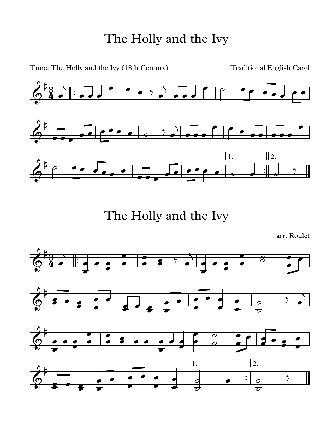 Download Traditional English Carol The Holly And The Ivy (arr. Patrick Rou Sheet Music