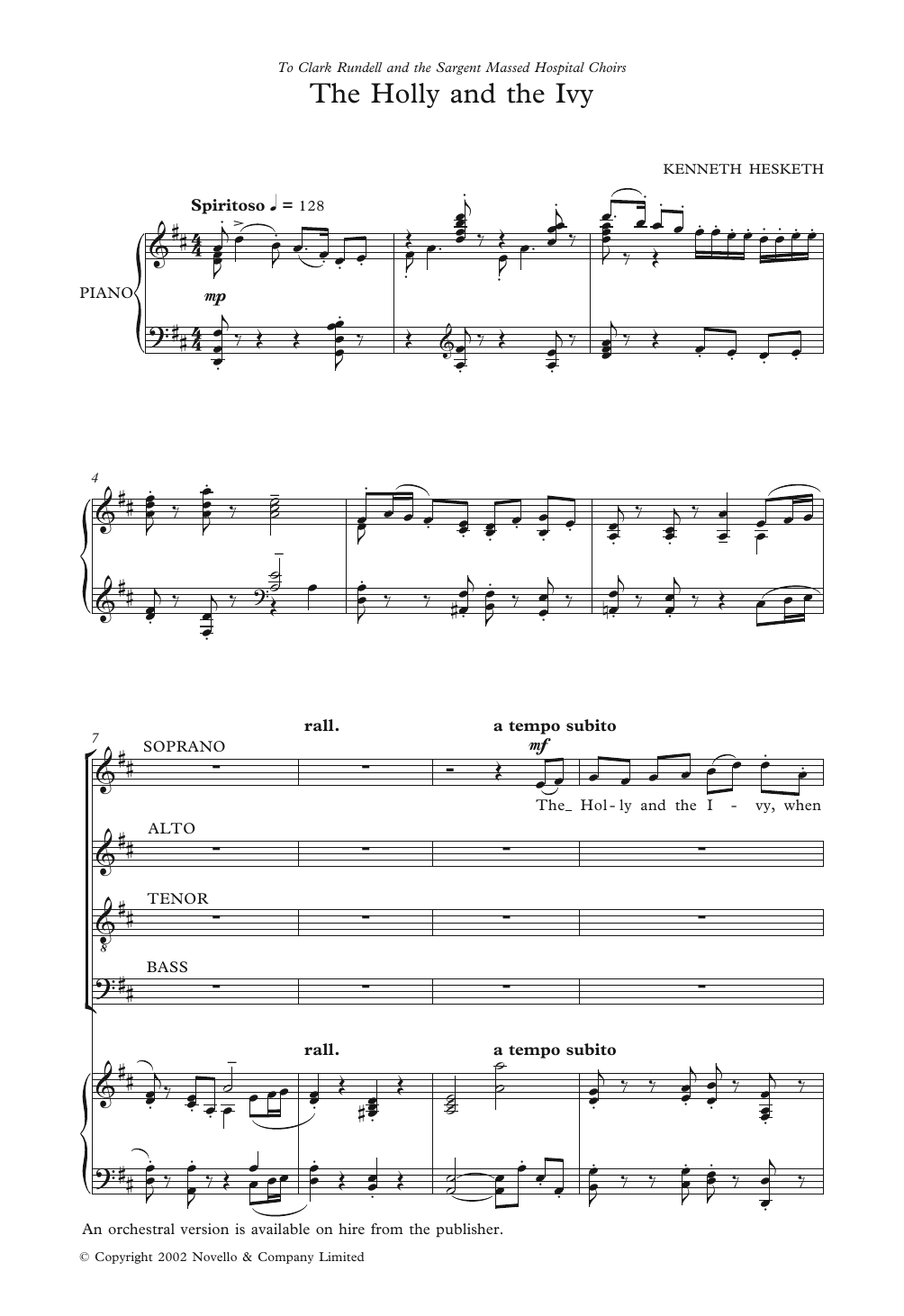 Download Kenneth Hesketh The Holly And The Ivy Sheet Music