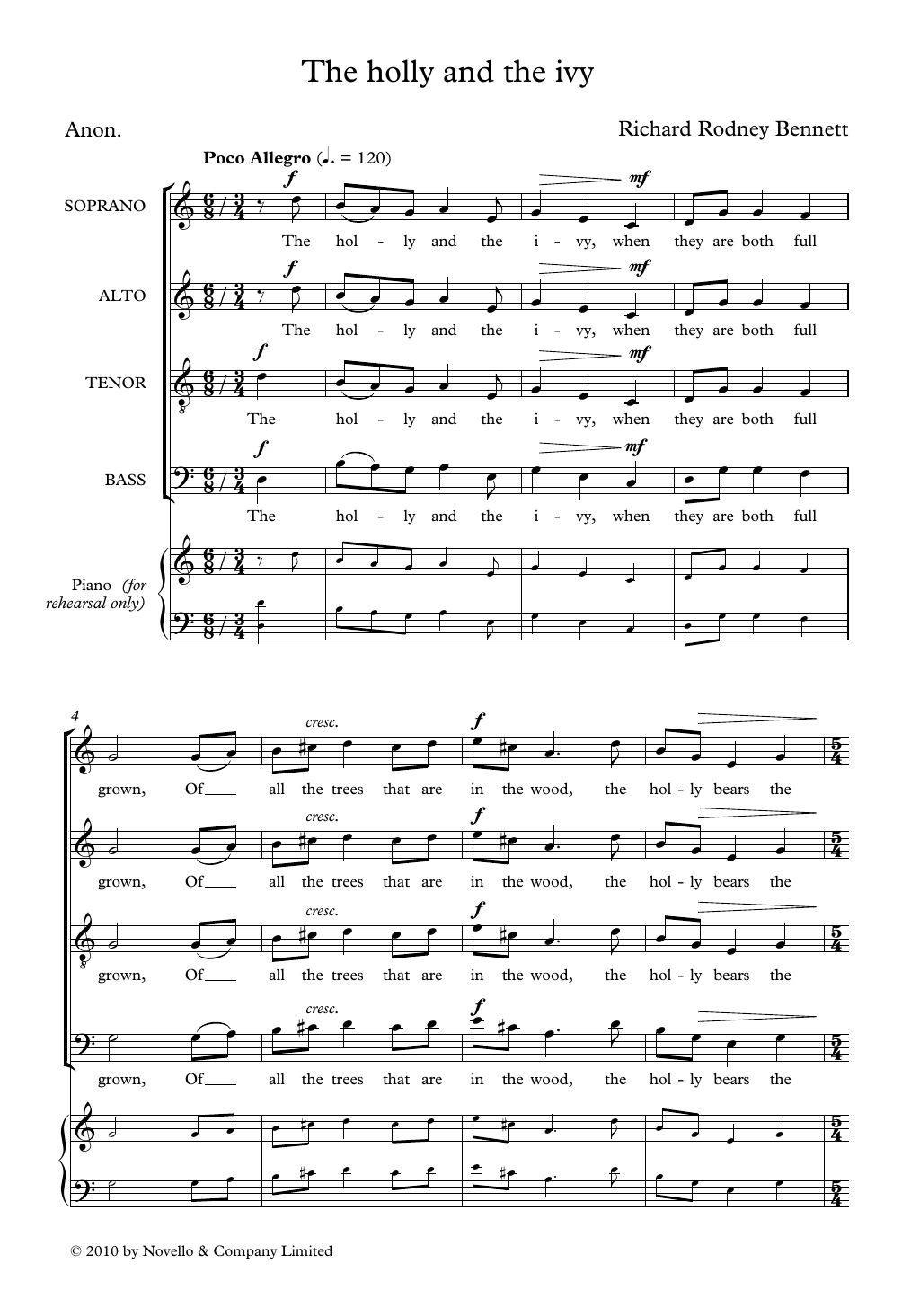 Download Richard Rodney Bennett The Holly And The Ivy Sheet Music