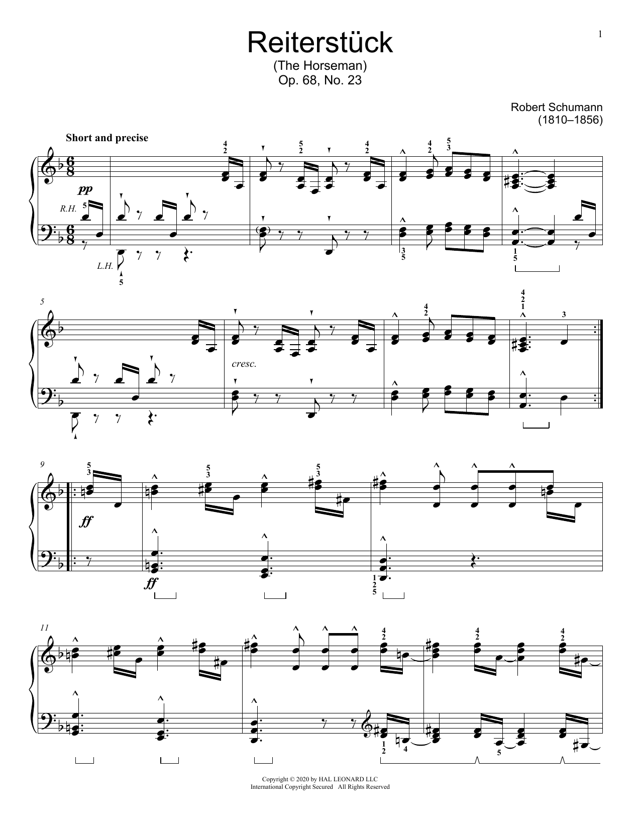 Download Robert Schumann The Horseman, Op. 68, No. 23 Sheet Music