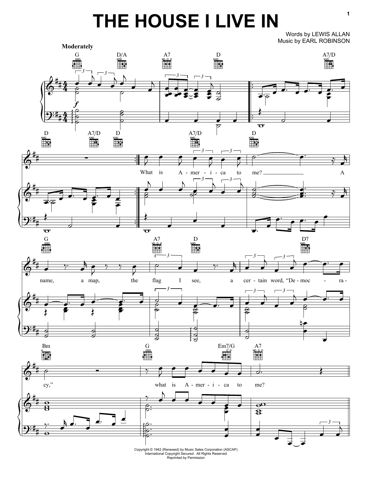Download Frank Sinatra The House I Live In Sheet Music