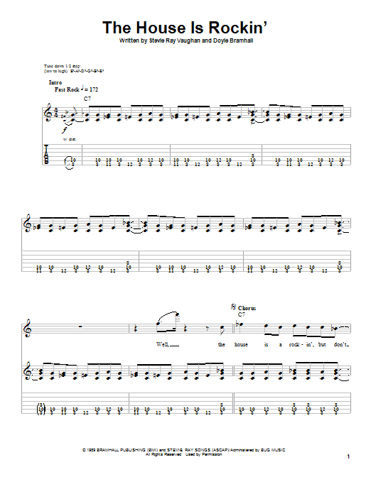 Download Stevie Ray Vaughan The House Is Rockin' Sheet Music