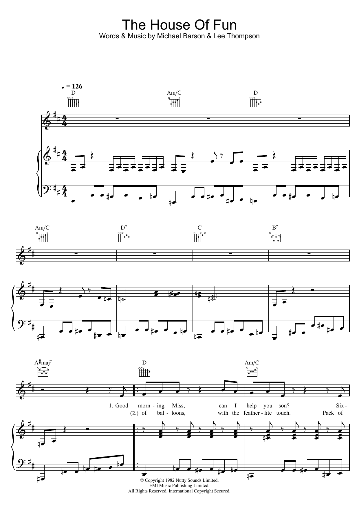 Download Madness The House Of Fun Sheet Music