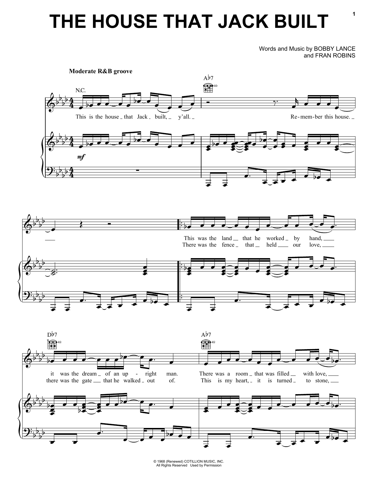 Download Aretha Franklin The House That Jack Built Sheet Music
