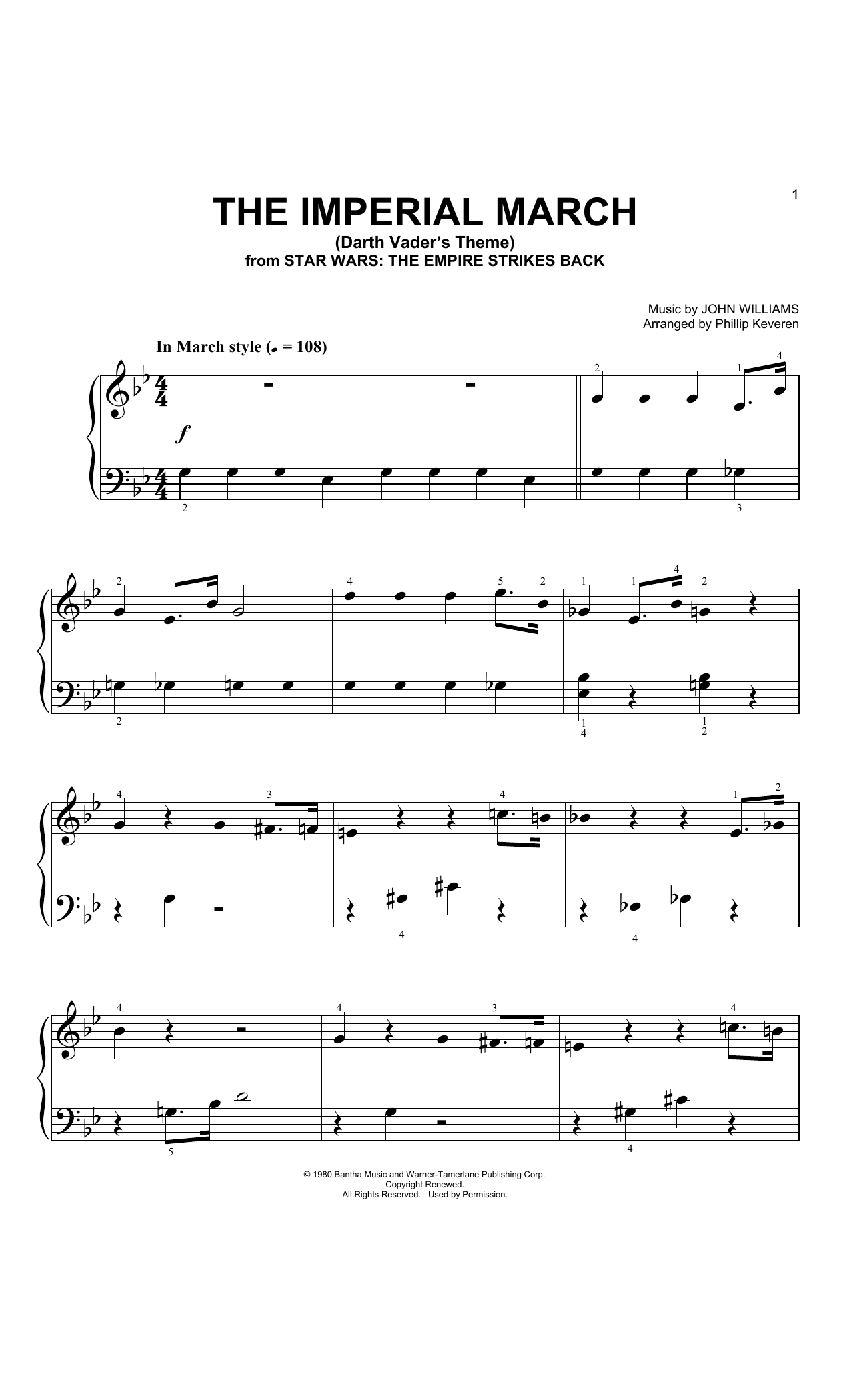 Download John Williams The Imperial March (Arr. Phillip Kever Sheet Music