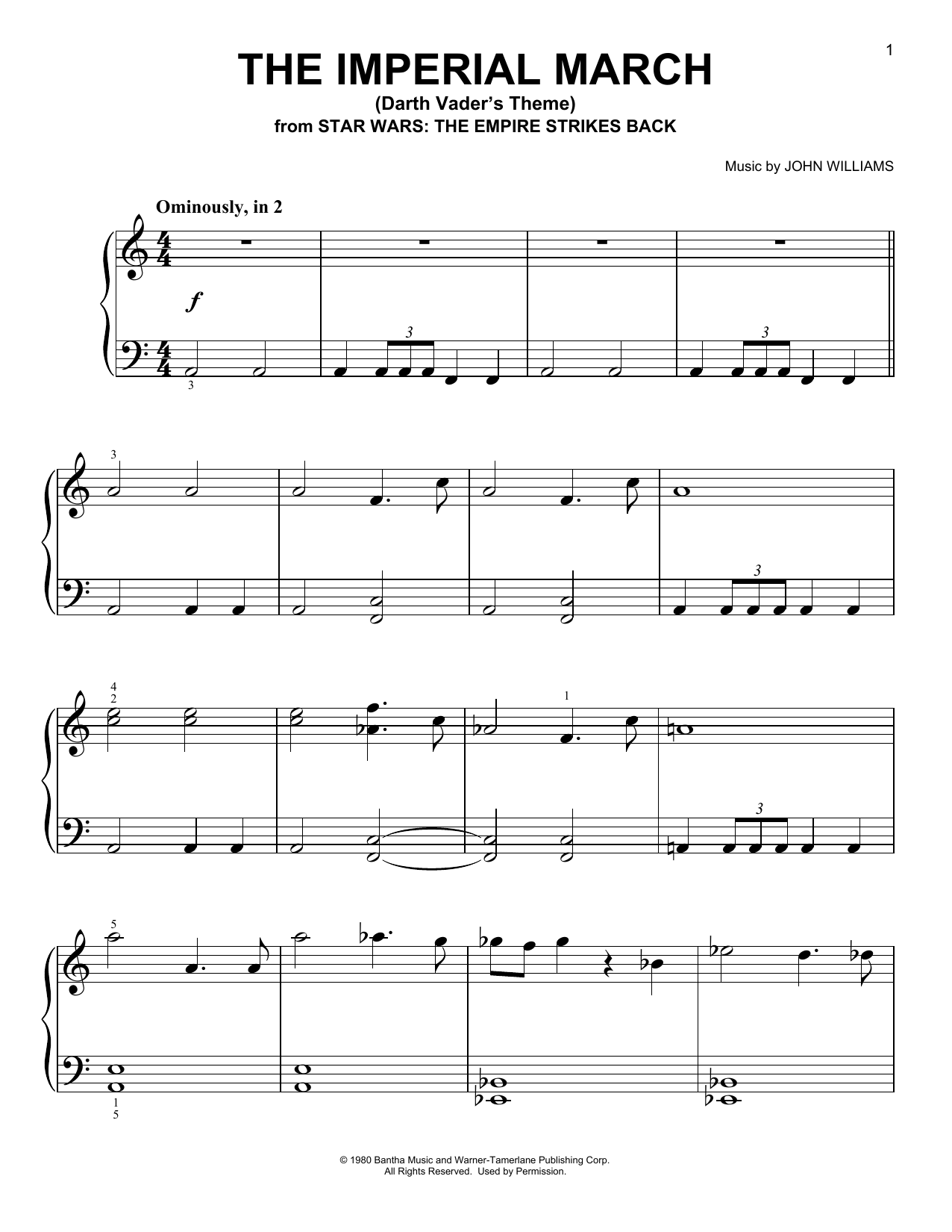 Download John Williams The Imperial March (Darth Vader's Theme Sheet Music