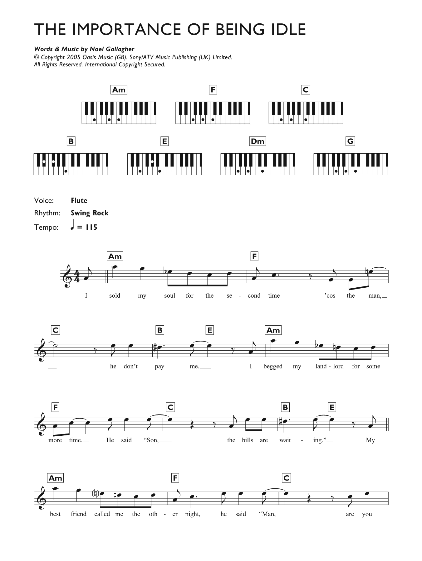 Download Oasis The Importance Of Being Idle Sheet Music