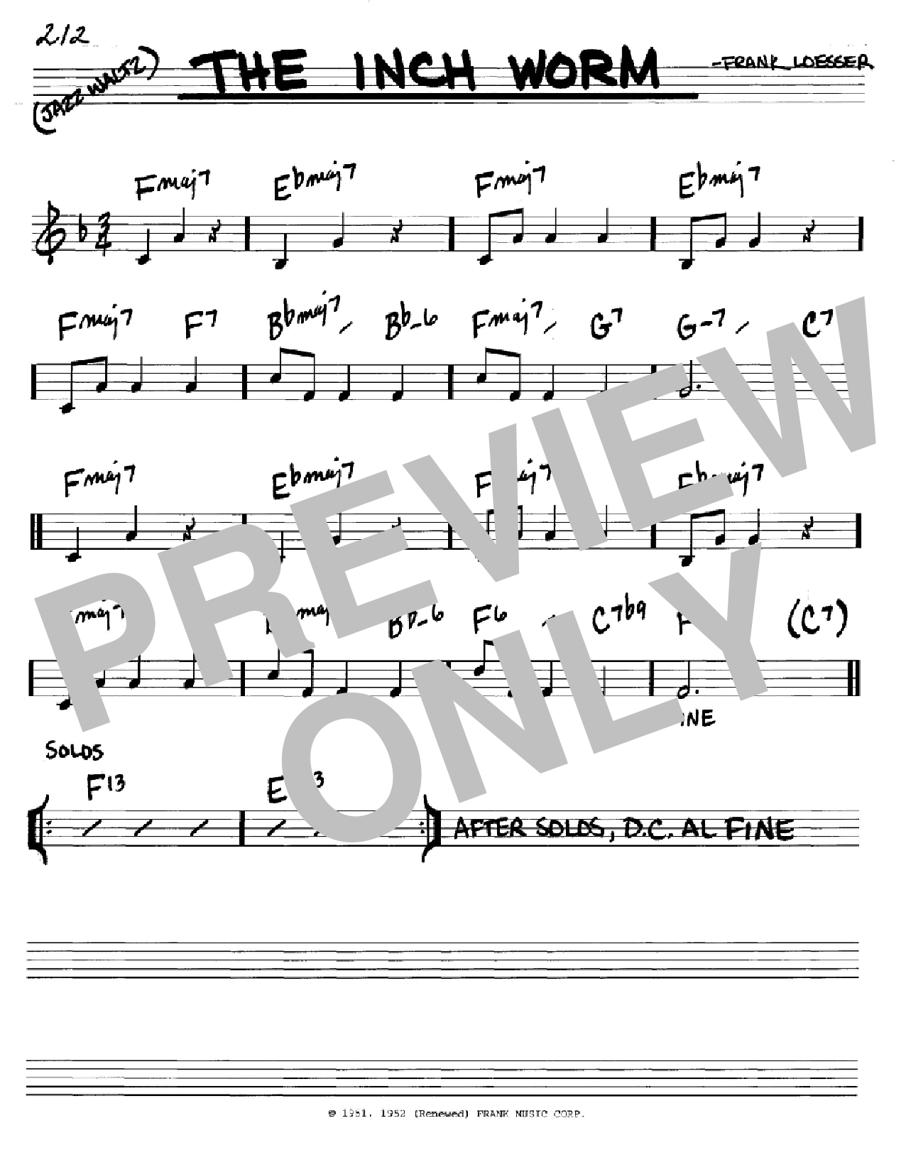Download Frank Loesser The Inch Worm Sheet Music