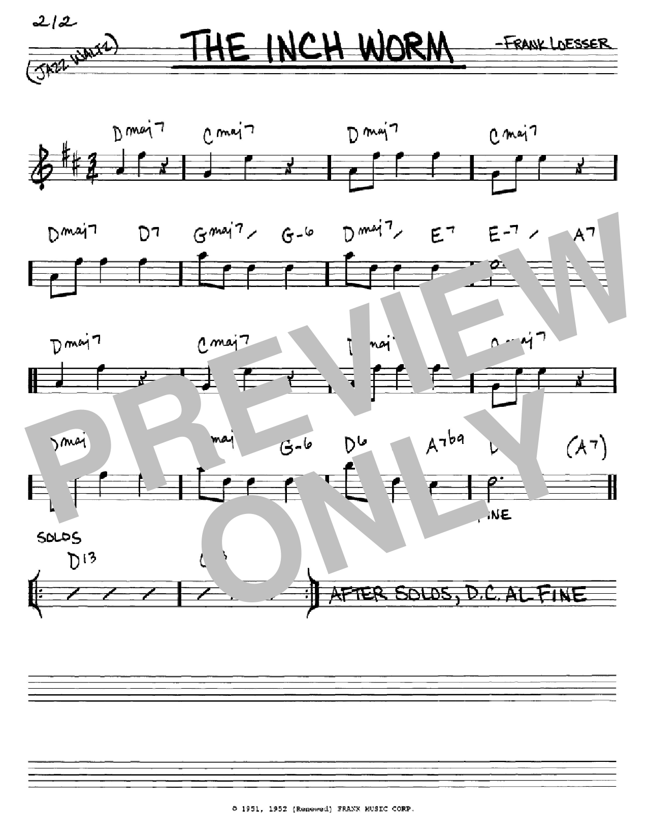 Download Frank Loesser The Inch Worm Sheet Music