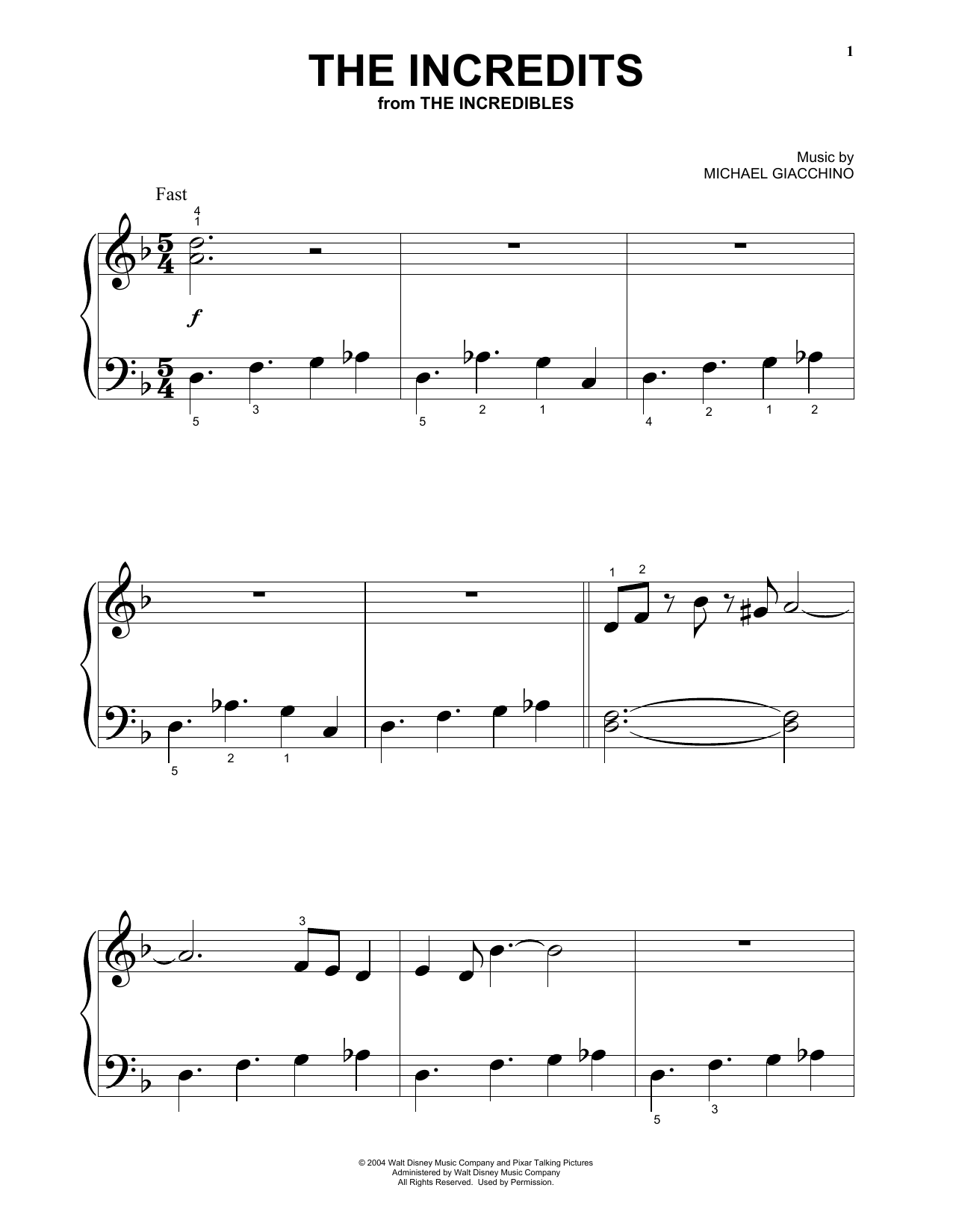 Download Michael Giacchino The Incredits (from The Incredibles) Sheet Music