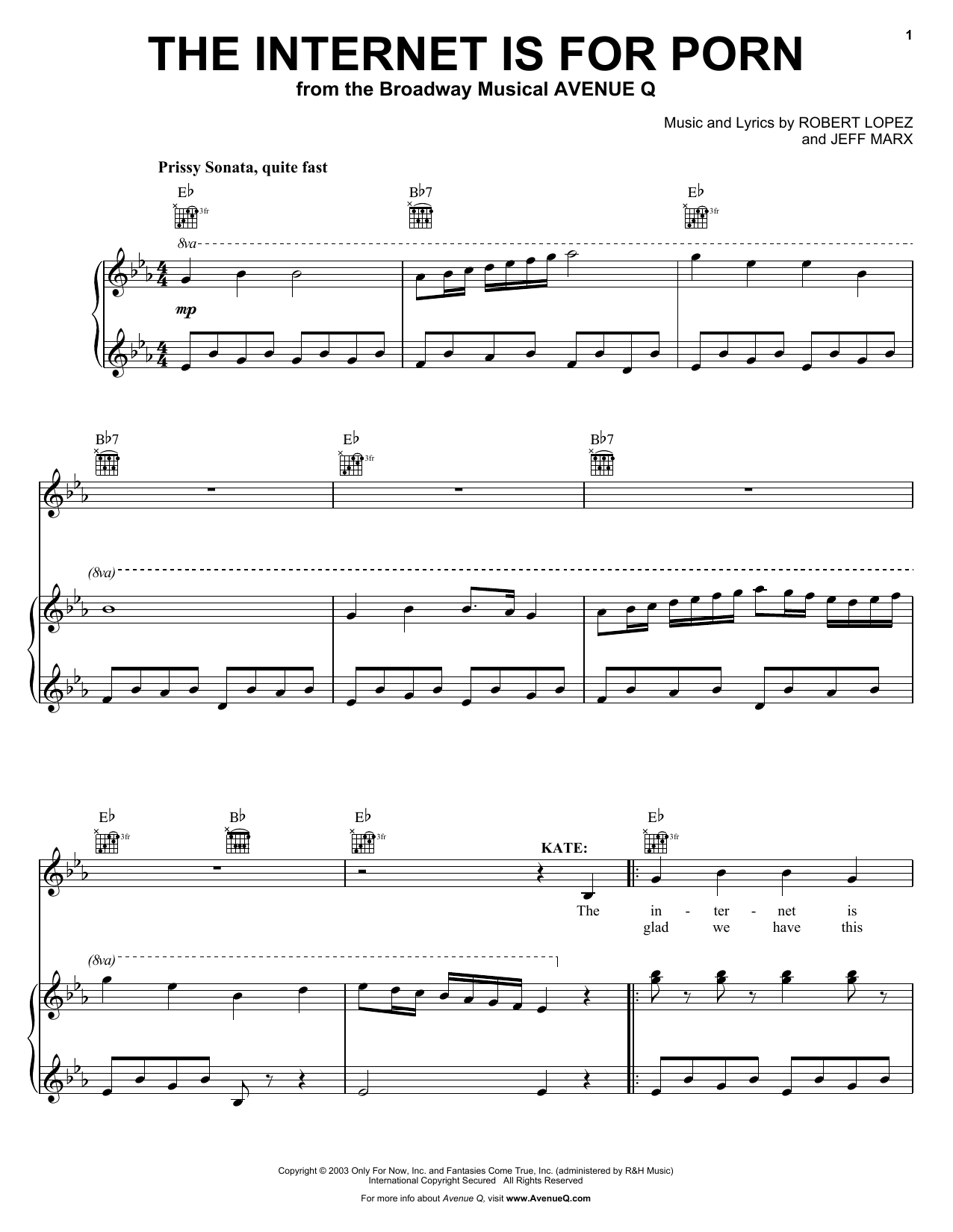 Download Robert Lopez & Jeff Marx The Internet Is For Porn (from Avenue Q Sheet Music