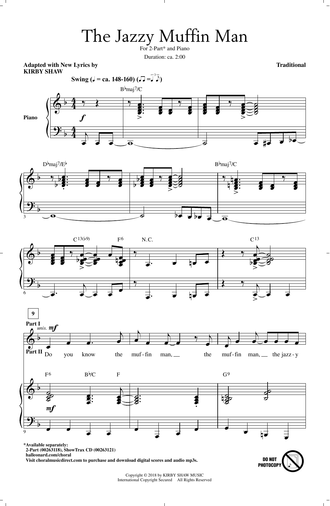 Download Kirby Shaw The Jazzy Muffin Man Sheet Music