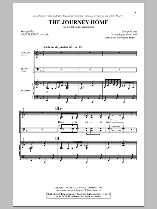 Download John Purifoy The Journey Home Sheet Music