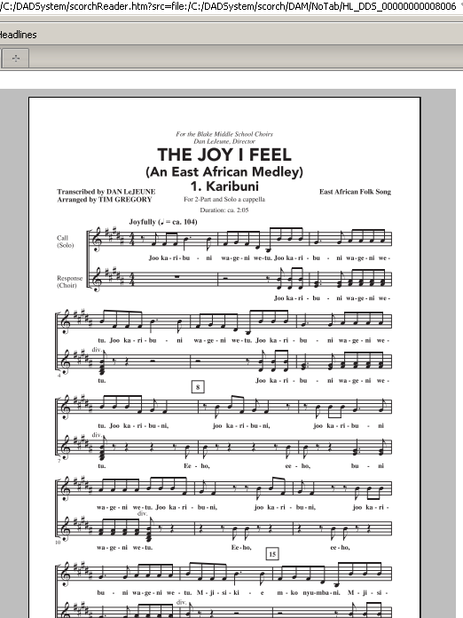 Download Tim Gregory The Joy I Feel (East African Medley) Sheet Music