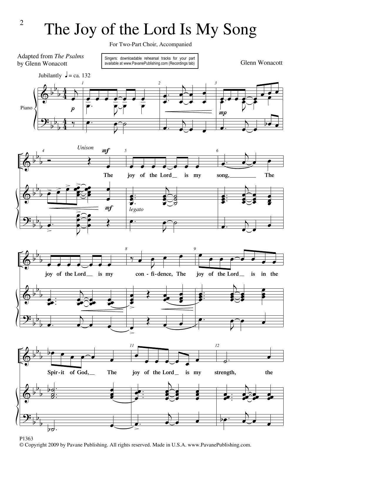 Download Glenn Wonacott The Joy Of The Lord Is My Song Sheet Music