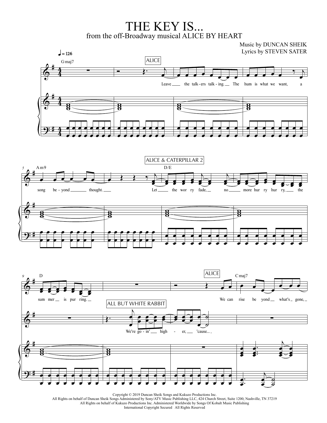 Download Duncan Sheik and Steven Sater The Key Is (from Alice By Heart) Sheet Music