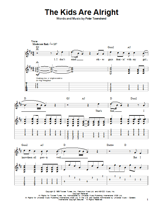Download The Who The Kids Are Alright Sheet Music