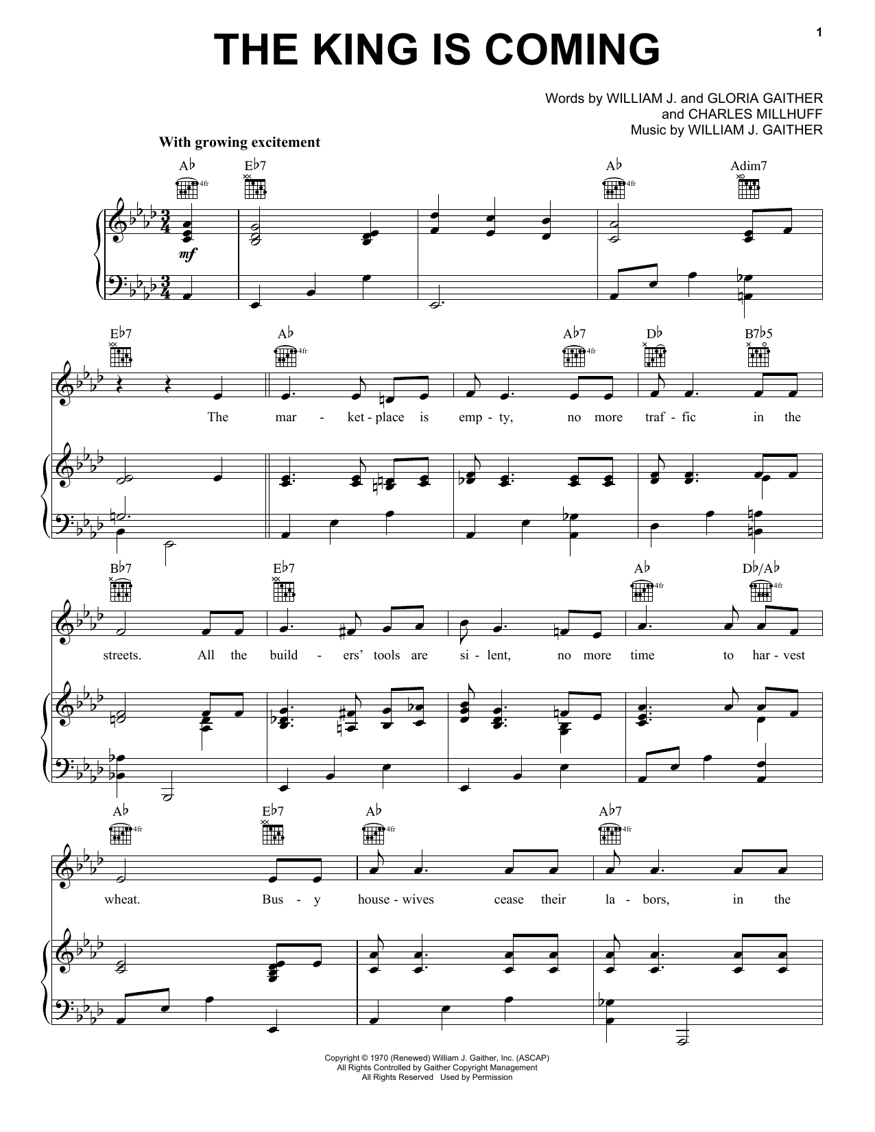 Download Gloria Gaither The King Is Coming Sheet Music