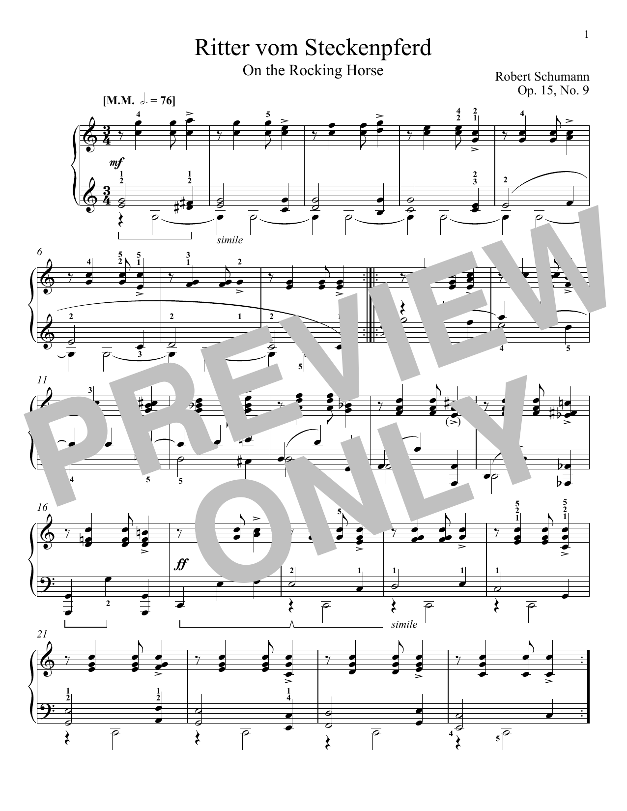 Download Robert Schumann The Knight Of The Rocking-Horse, Op. 15 Sheet Music