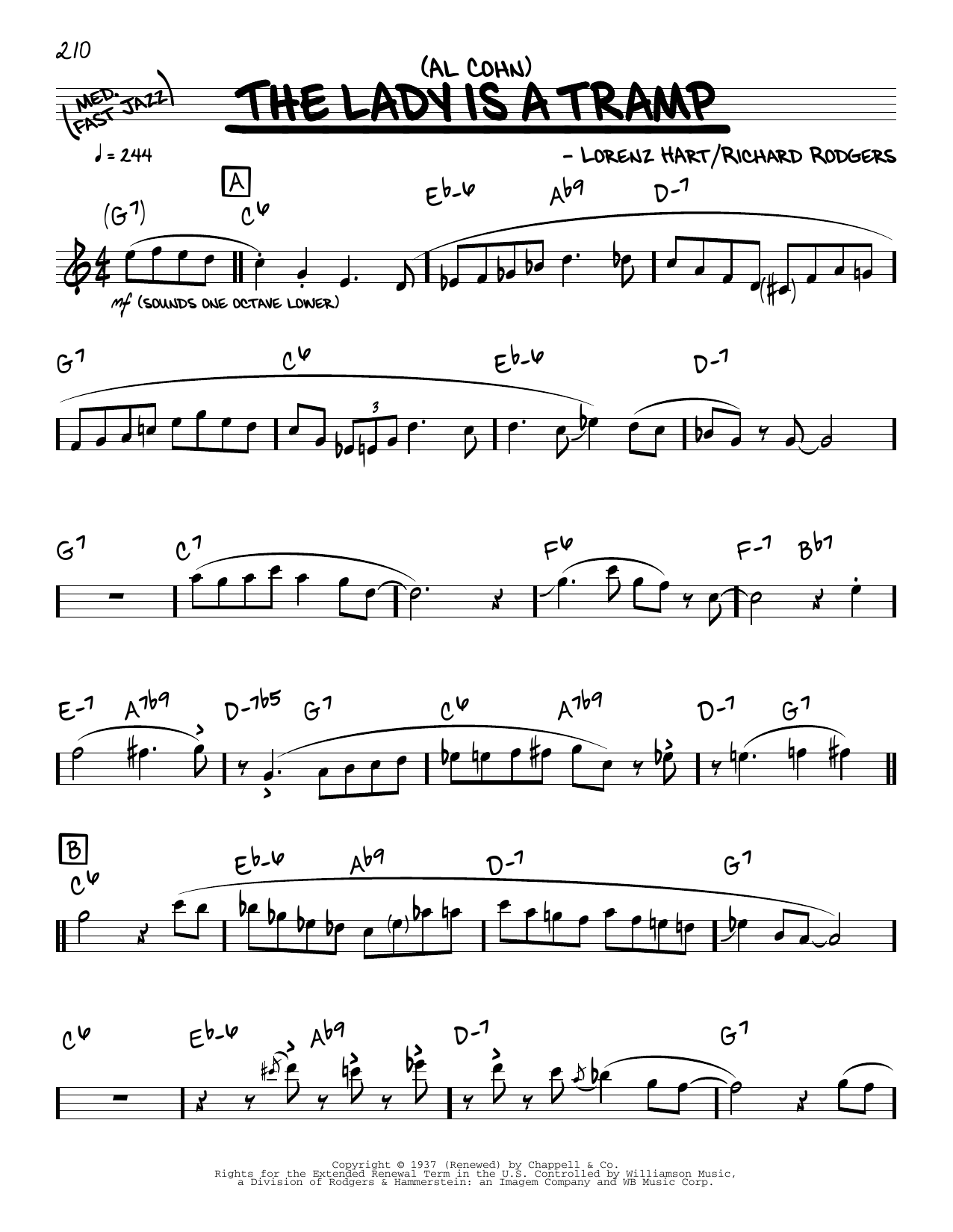 Download Al Cohn The Lady Is A Tramp Sheet Music