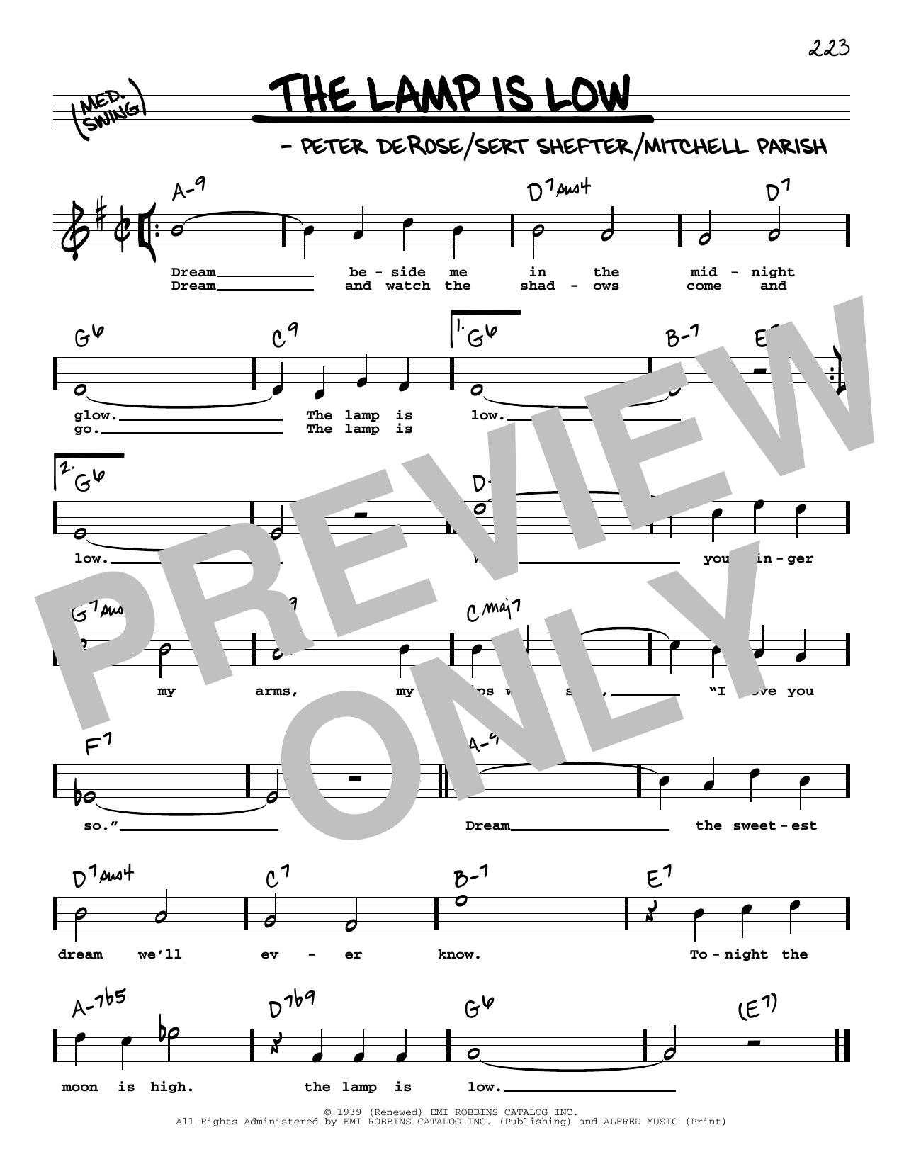 Download Mitchell Parish The Lamp Is Low (High Voice) Sheet Music
