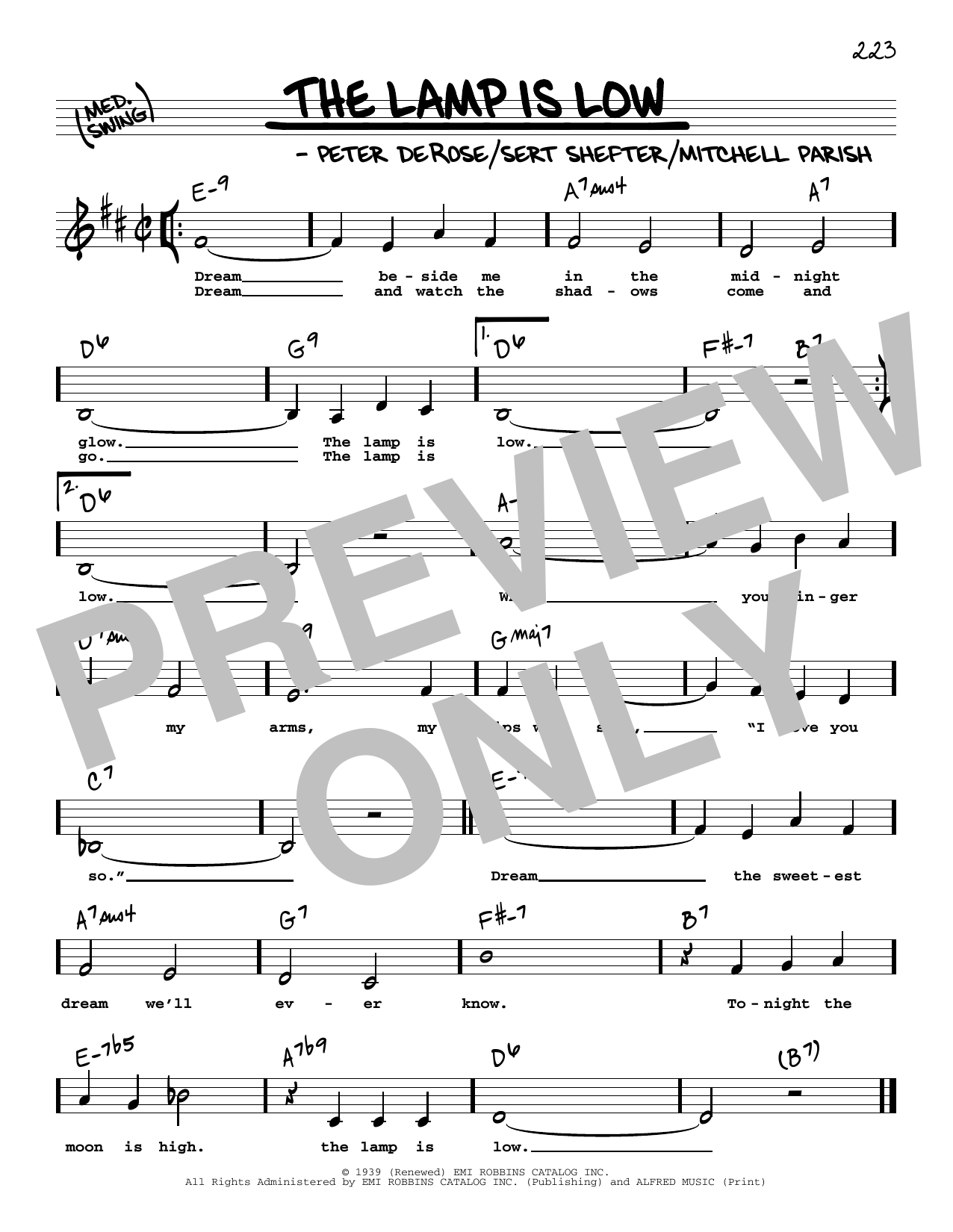 Download Mitchell Parish The Lamp Is Low (Low Voice) Sheet Music