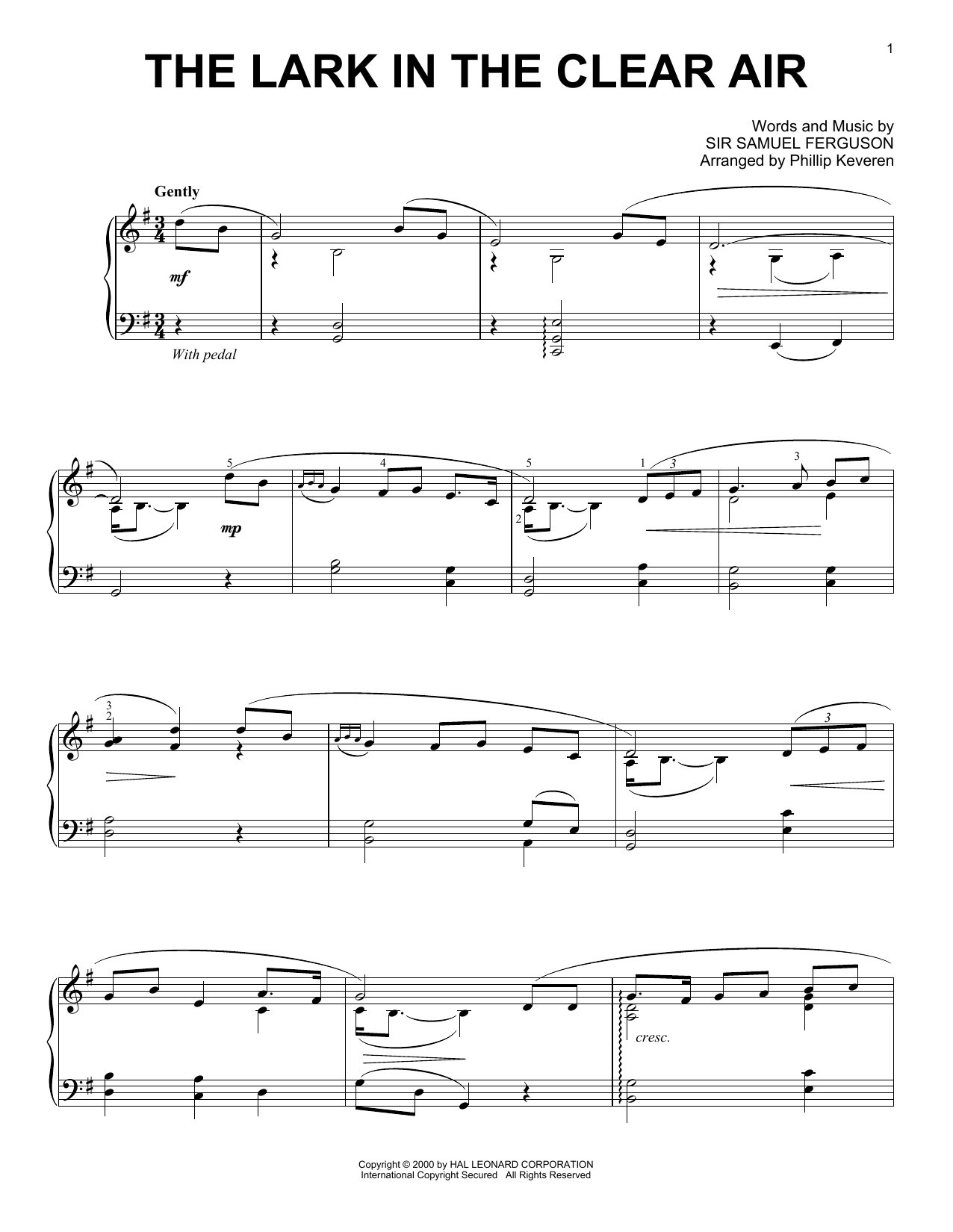 Download Irish Folksong The Lark In The Clear Air (arr. Phillip Sheet Music
