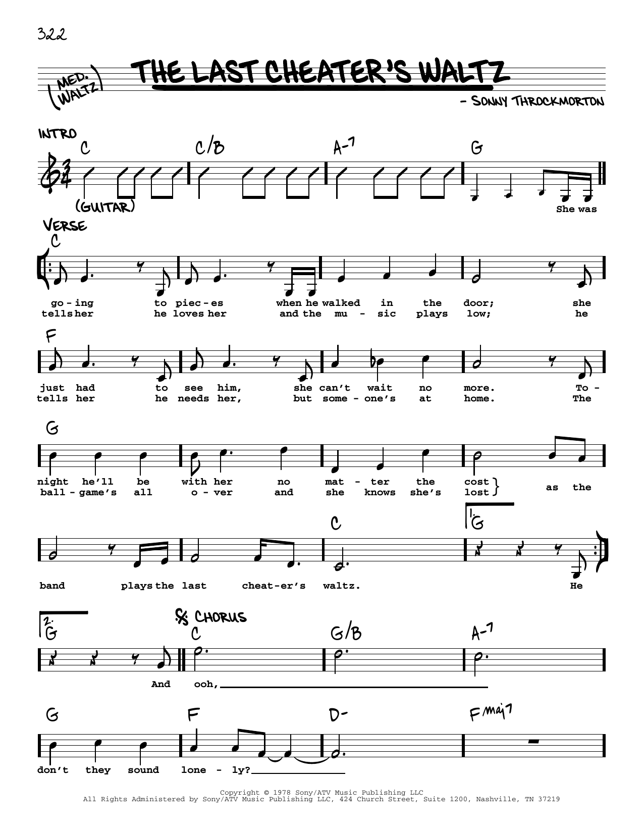 Download T.G. Sheppard The Last Cheater's Waltz Sheet Music
