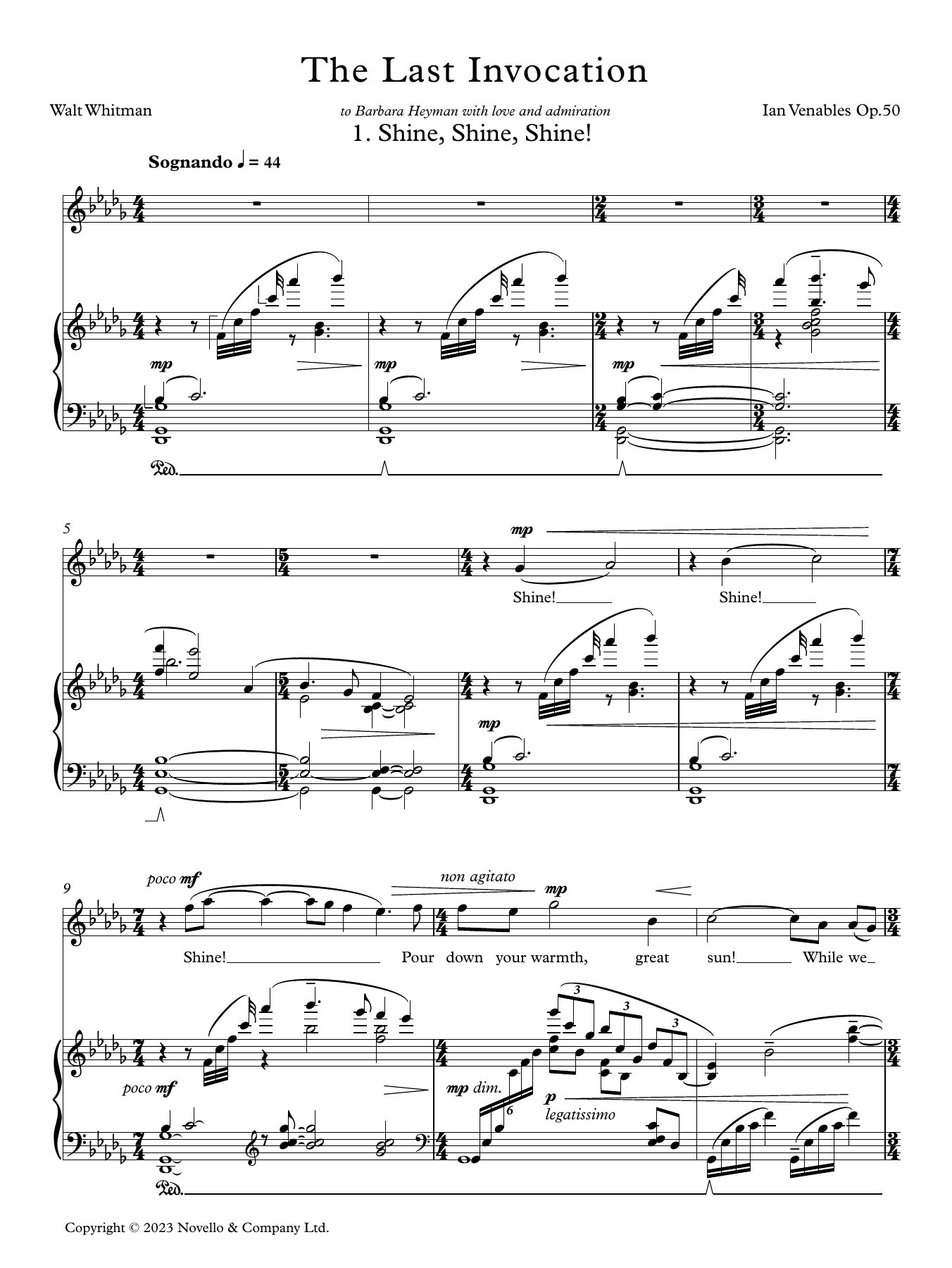 Ian Venables The Last Invocation sheet music notes printable PDF score