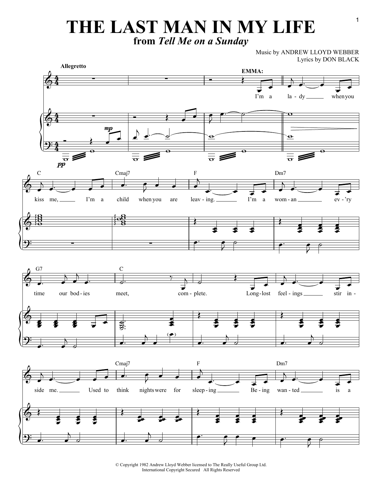 Download Andrew Lloyd Webber The Last Man In My Life Sheet Music