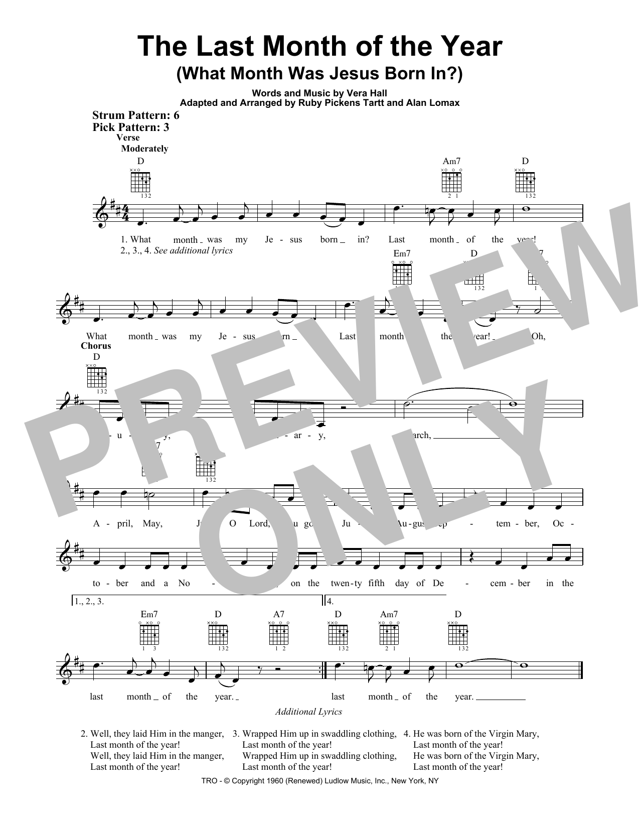 Download Alan Lomax The Last Month Of The Year (What Month Sheet Music