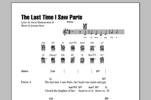 Download Jerome Kern The Last Time I Saw Paris Sheet Music