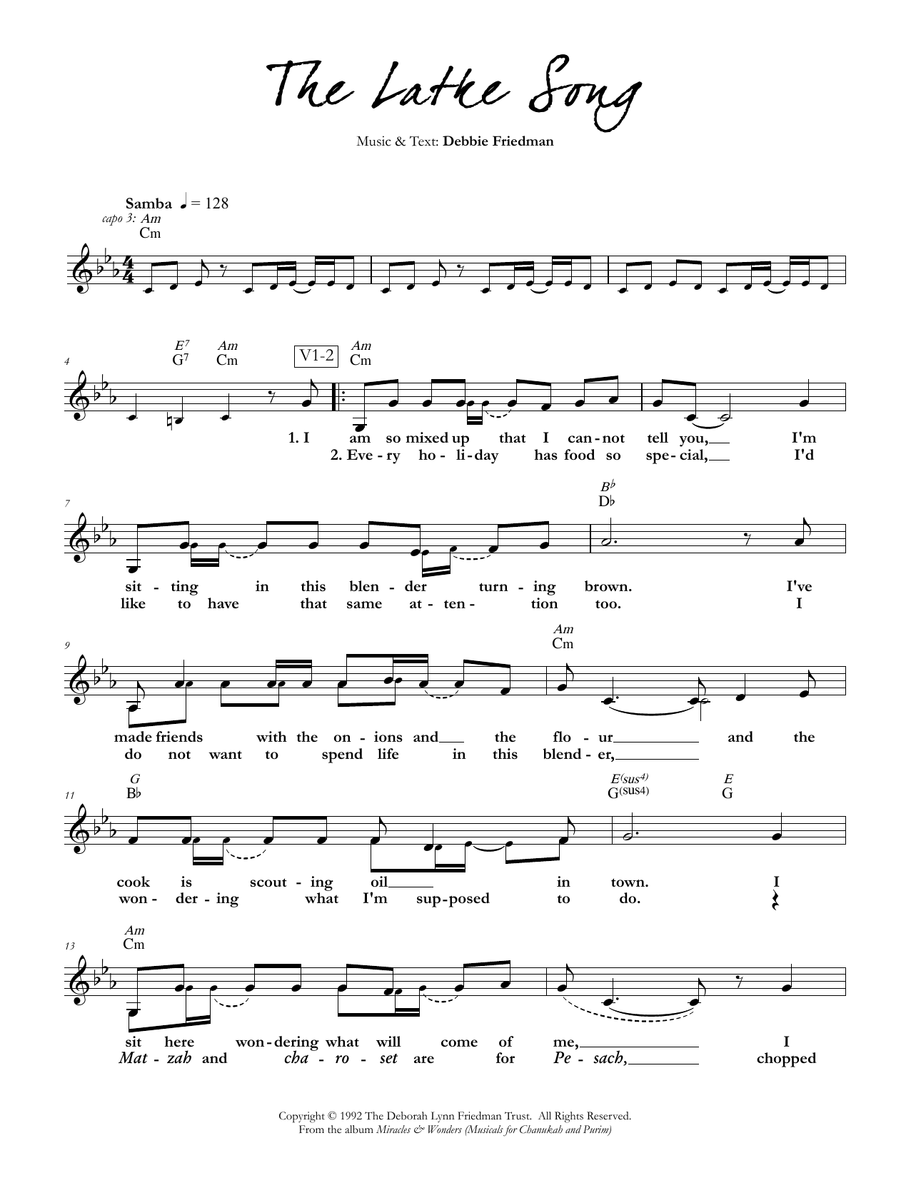 Download Debbie Friedman The Latke Song Sheet Music