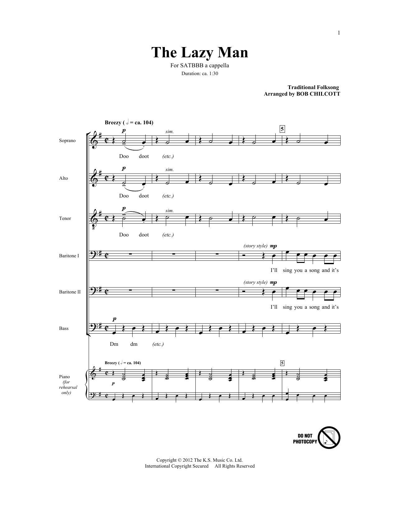 Download Traditional Folksong The Lazy Man (arr. Bob Chilcott) Sheet Music