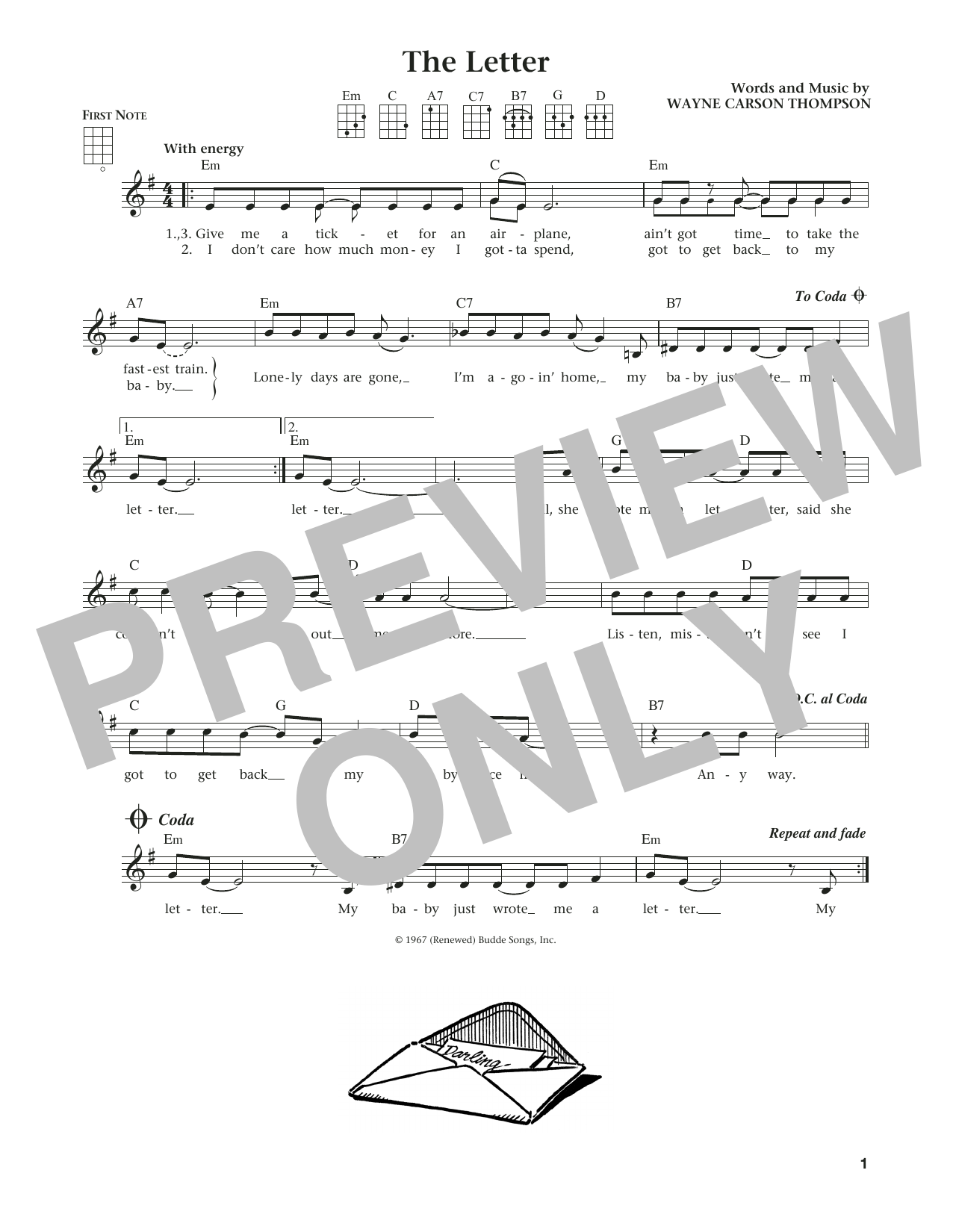 Download Box Tops The Letter (from The Daily Ukulele) (ar Sheet Music