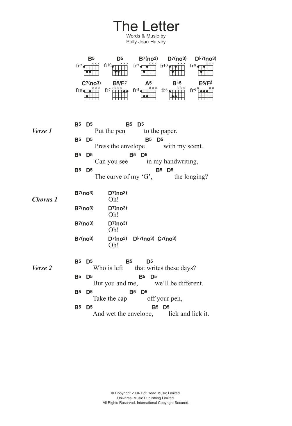 Download PJ Harvey The Letter Sheet Music