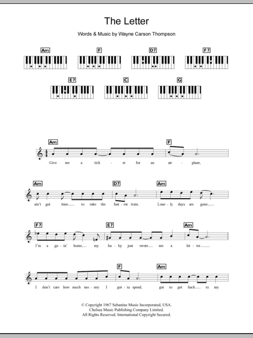 Download The Box Tops The Letter Sheet Music