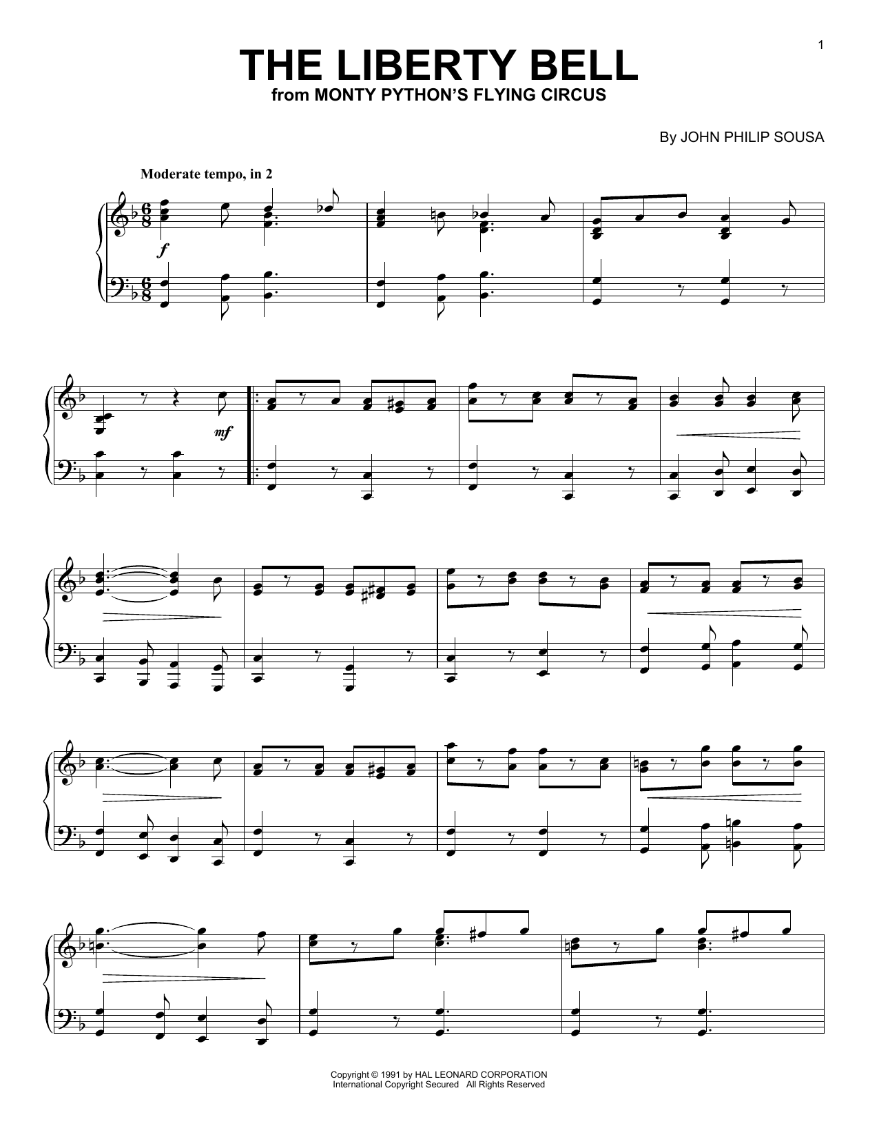 John Philip Sousa The Liberty Bell sheet music notes printable PDF score