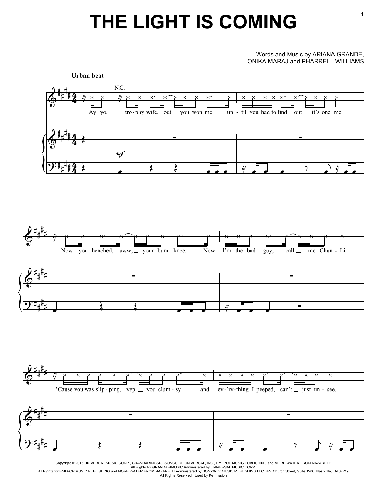 Download Ariana Grande The Light Is Coming Sheet Music
