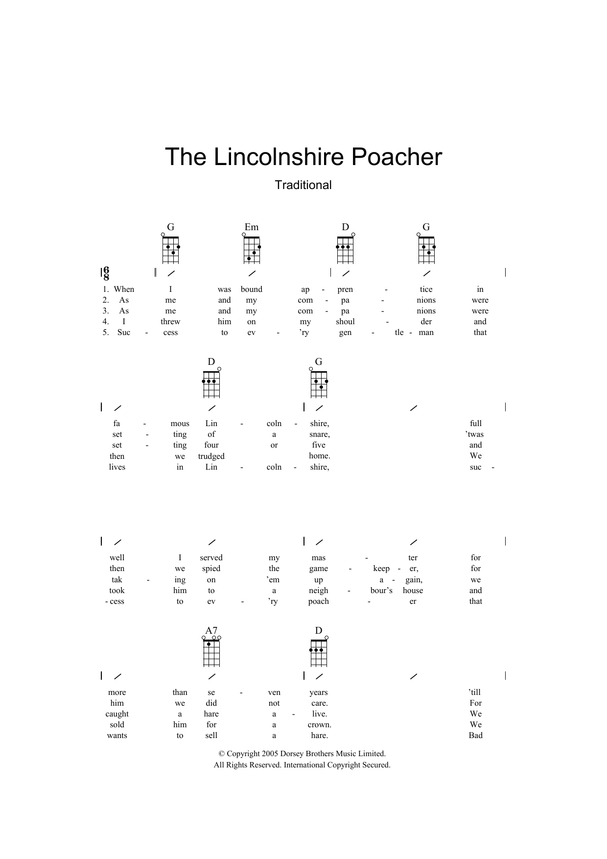 Download Traditional The Lincolnshire Poacher Sheet Music