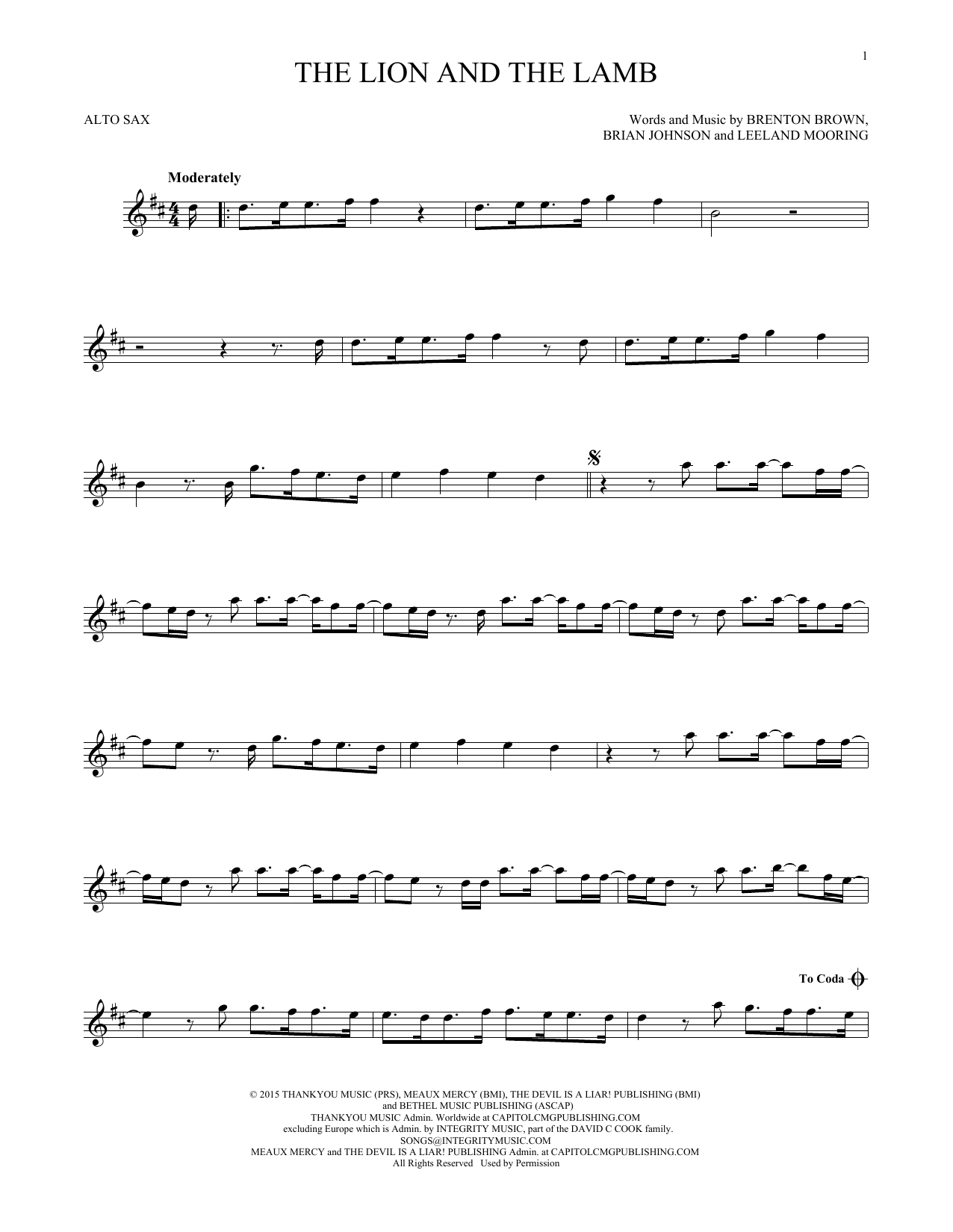 Big Daddy Weave The Lion And The Lamb sheet music notes printable PDF score