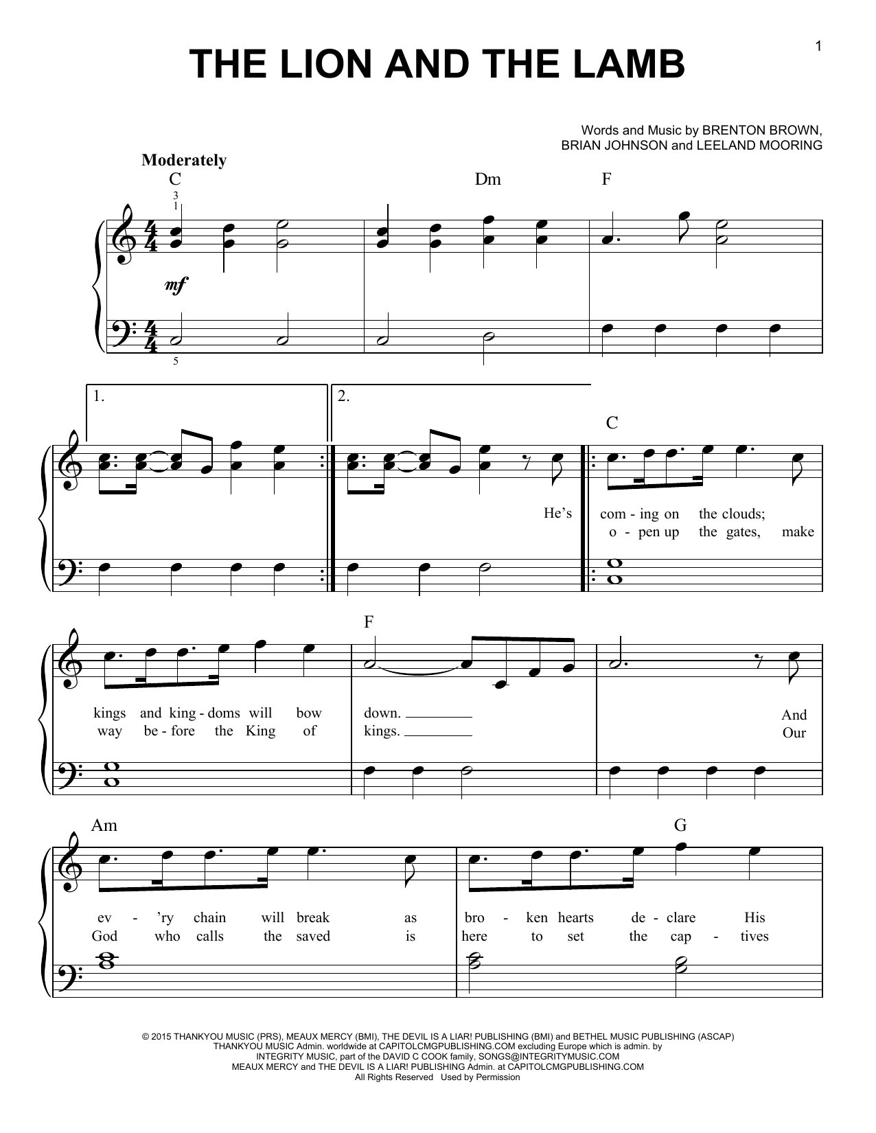 Download Big Daddy Weave The Lion And The Lamb Sheet Music