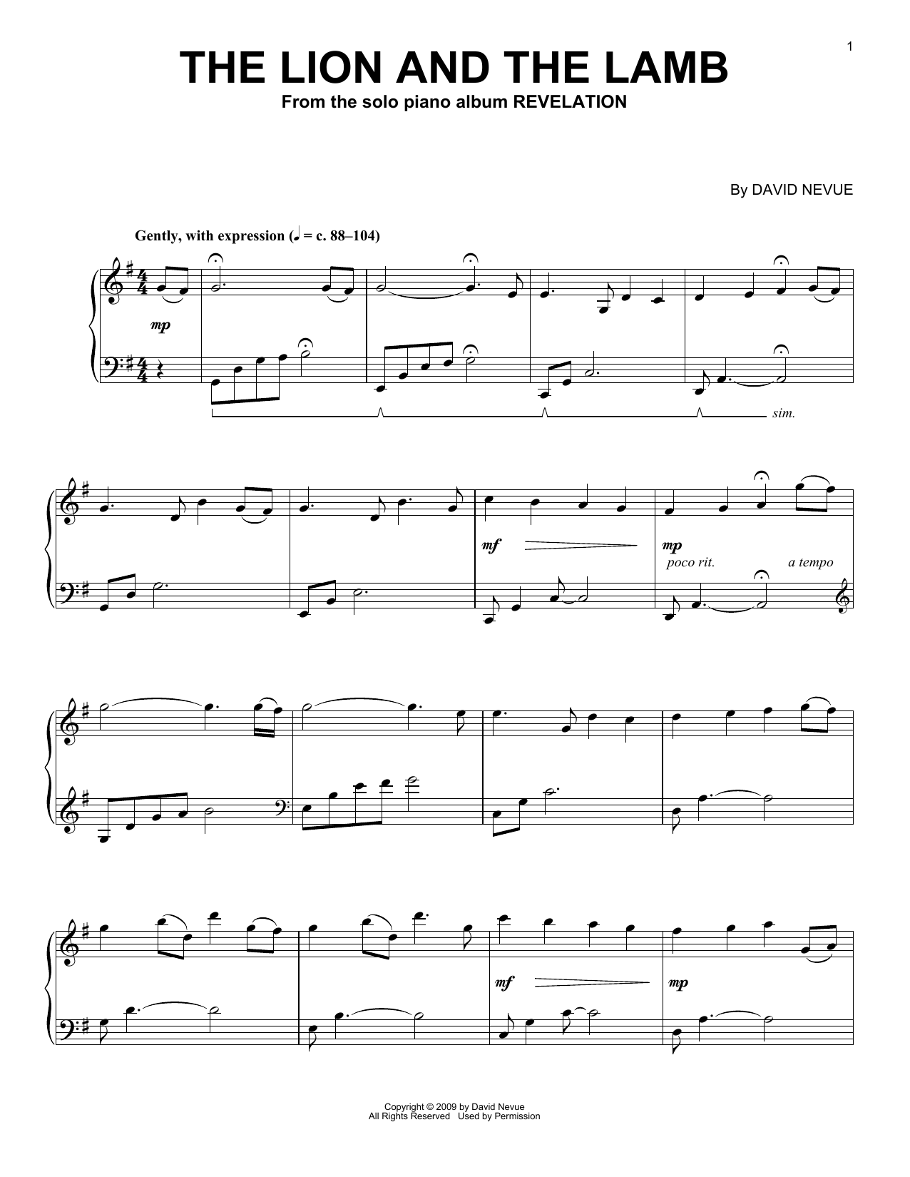Download David Nevue The Lion And The Lamb Sheet Music