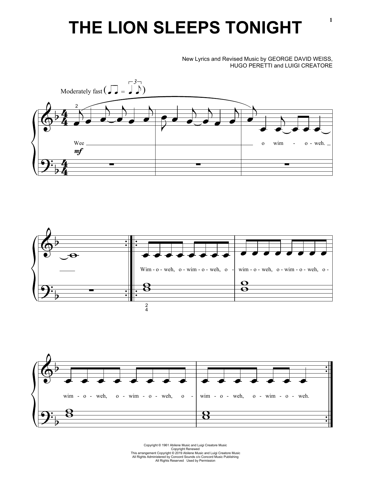 Download Billy Eichner and Seth Rogen The Lion Sleeps Tonight (from The Lion Sheet Music