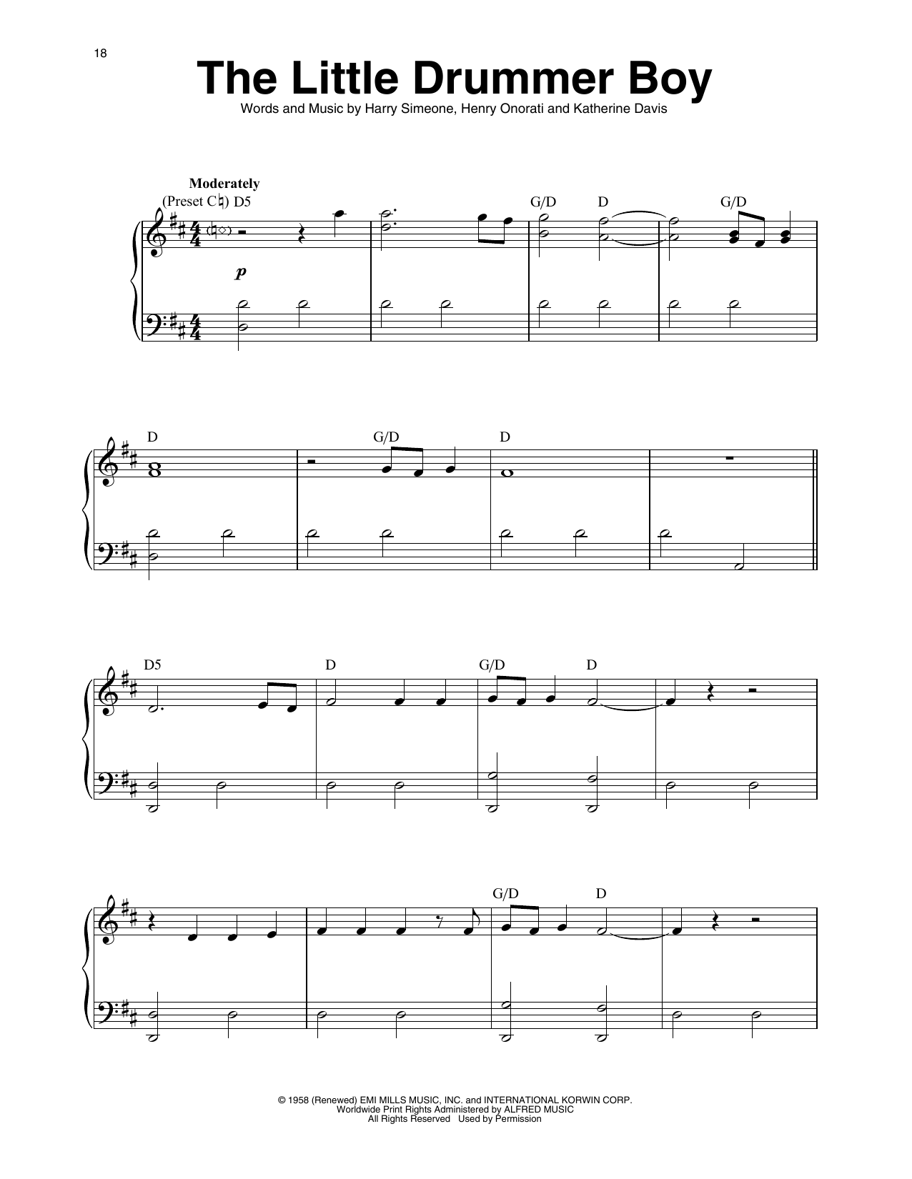 Katherine Davis The Little Drummer Boy (arr. Maeve Gilchrist) sheet music notes printable PDF score